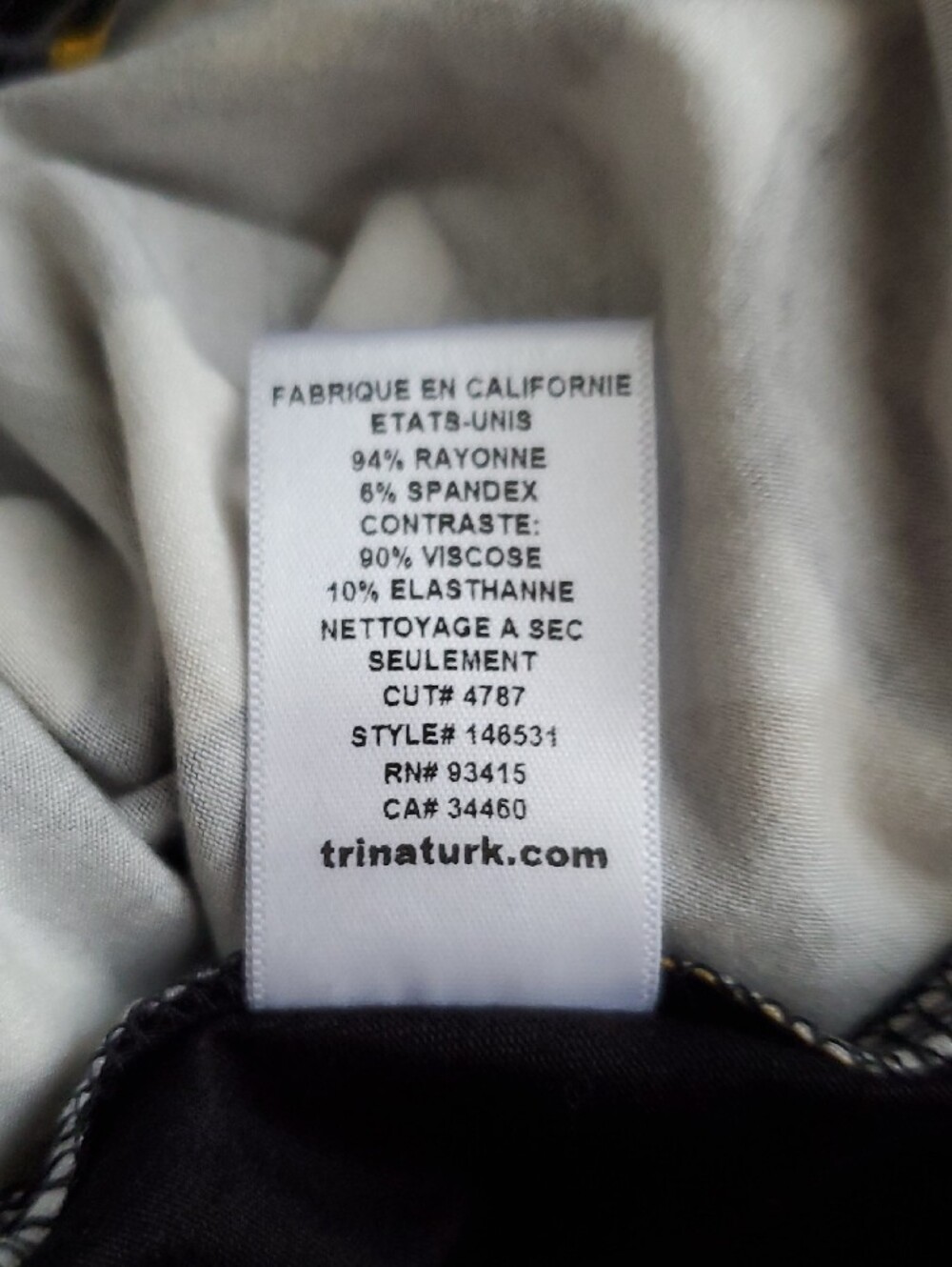 Trina Turk Sleeveless Loop-Print Mini Dress in Black, Gray & Mustard - Picture 6 of 6